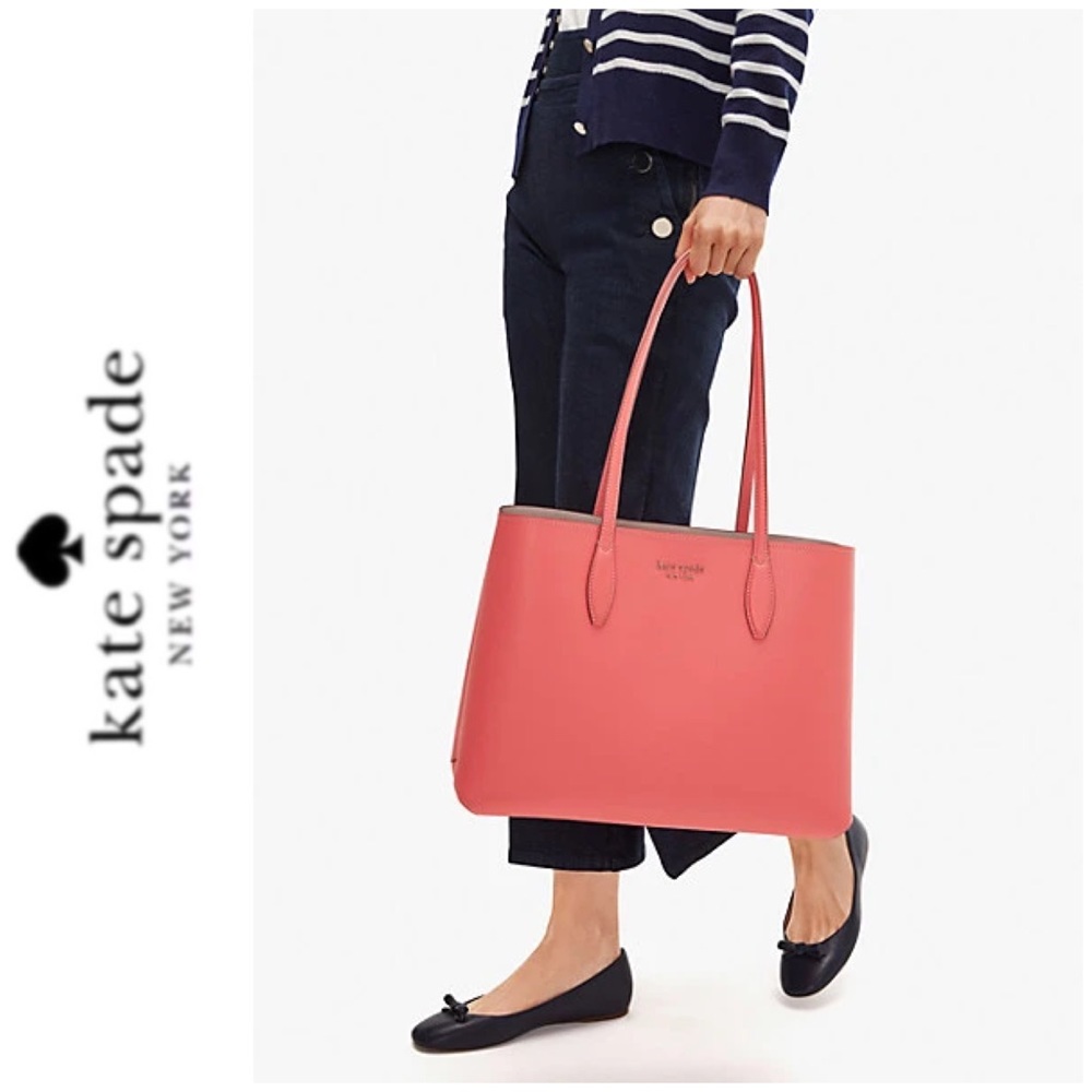 NWT Kate Spade leather tote and wristlet peach - Picture 2 of 8